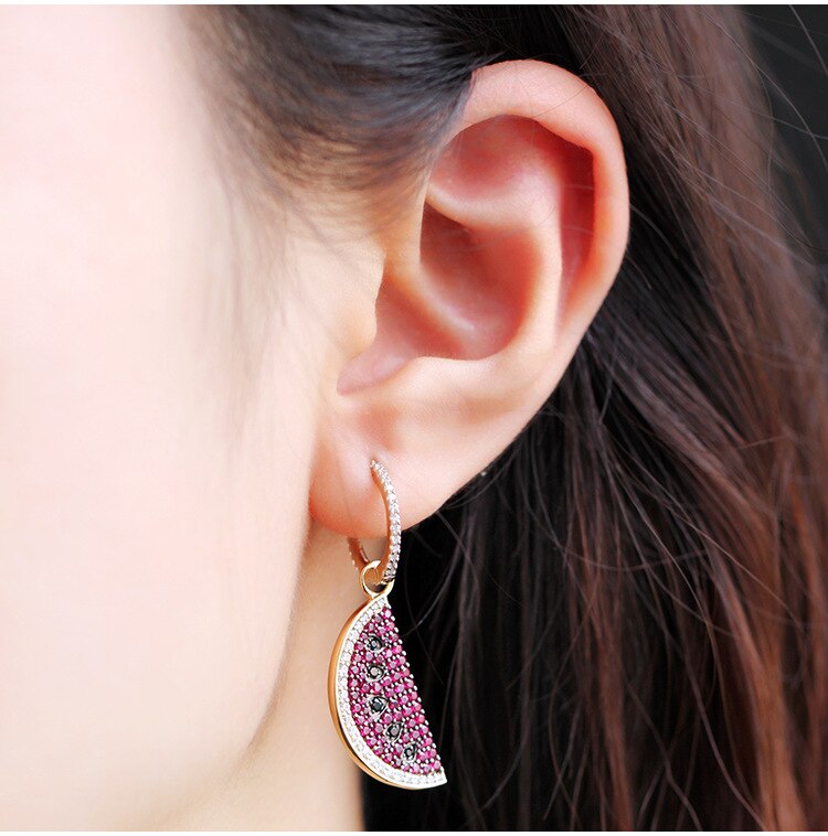 Purple Watermelon Crystal Earrings